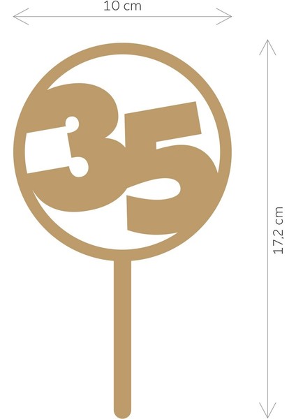 Gold 35 Yaş Yazılı Ayna Pleksi Pasta Üstü & Doğum Günü Partisi & Pleksi Pasta Süsü modelleri