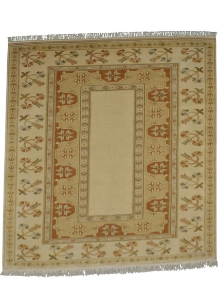 El Dokuma Çiçekli Pastel Milas Yün Halı 0414 - Yeni - Çok Renkli