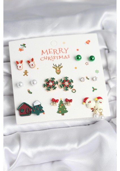 Zarif Kulaklar Için 8çift Pirinç Yılbaşı Temalı Kadın Küpe Seti