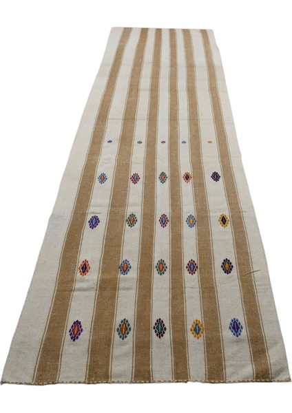 El Dokuma Pamuklu Yörük Yolluk Kilim 0438 - Yeni - Çok Renkli fırsatları