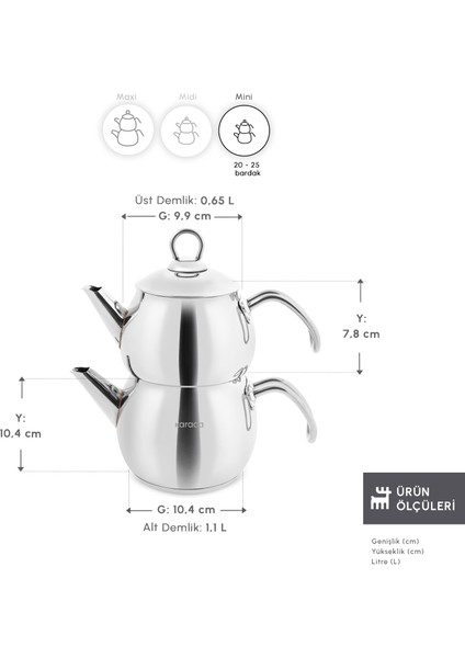 Adelya İndüksiyon Tabanlı Mini Boy Metal Çaydanlık Takımı fiyatları