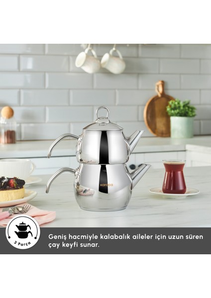 Adelya İndüksiyon Tabanlı Mini Boy Metal Çaydanlık Takımı fırsatları