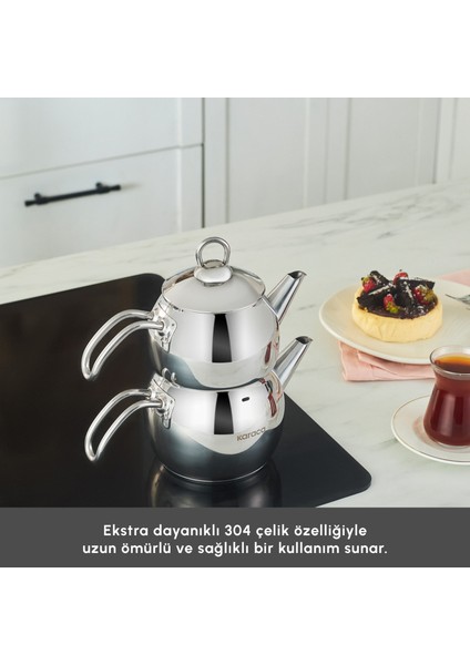 Adelya İndüksiyon Tabanlı Mini Boy Metal Çaydanlık Takımı indirimleri