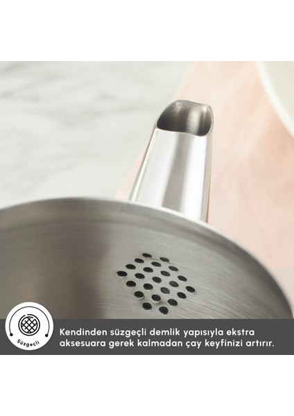 Adelya İndüksiyon Tabanlı Mini Boy Metal Çaydanlık Takımı