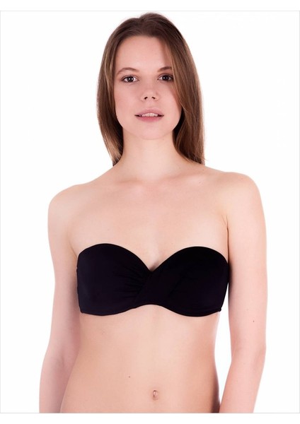 63549 Siyah Straplez Bikini Üstü
