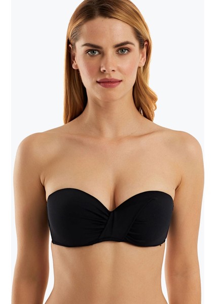 63549 Siyah Straplez Bikini Üstü