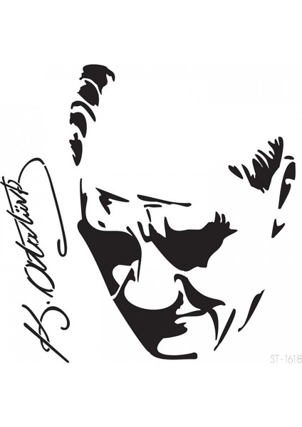 Atatürk -3 Stencil Tasarımı 30 x 30 cm , Boyama Şablonu modelleri