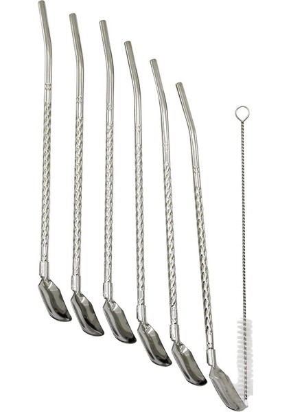 7pcs - 6pipet + 1temizleme Fırça Çelk Kaşıklı Pipet (4940)