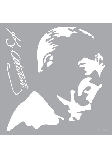 Atatürk Boyama Şablon Stencil Tasarımı 30 x 30 cm