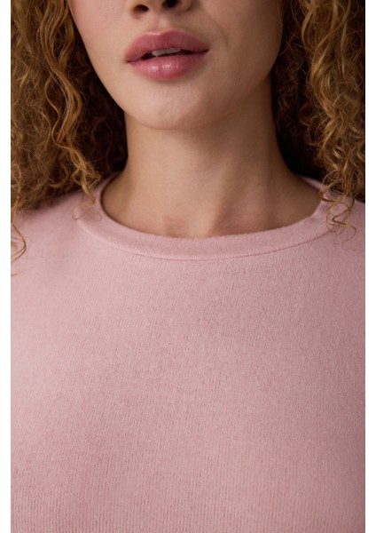 Pembe Bisiklet Yaka Uzun Kol Pijama Takımı