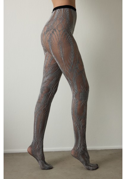 Siyah Çift Renkli Duo File Desenli 15 Denye İnce Külotlu Çorap