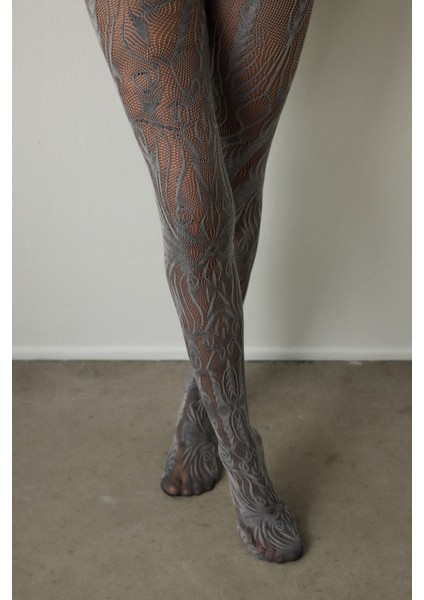 Siyah Çift Renkli Duo File Desenli 15 Denye İnce Külotlu Çorap