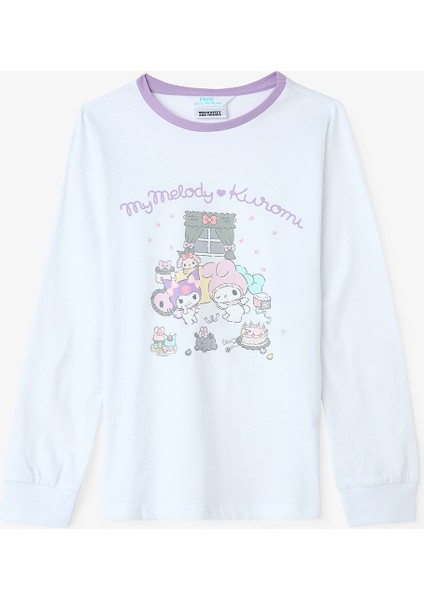 Lila Kız Çocuk Kuromi Friends Uzun Kollu Pamuklu Pijama Takımı