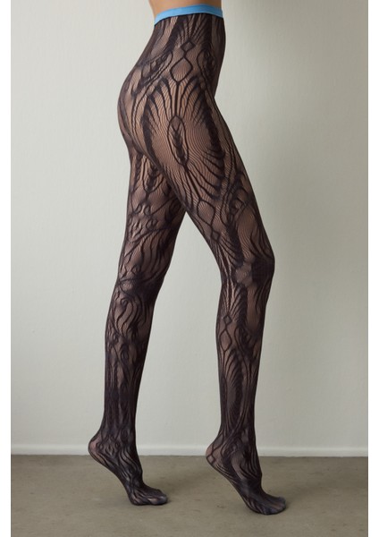 Kahverengi Çift Renkli Duo File Desenli 15 Denye İnce Külotlu Çorap