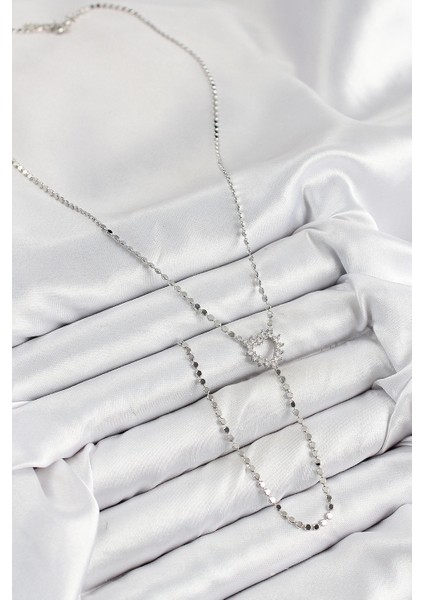 Pirinç Zirkon Taşlı Ezme Zincirli Kalp Model Gümüş Renk Y Kolye fiyatları