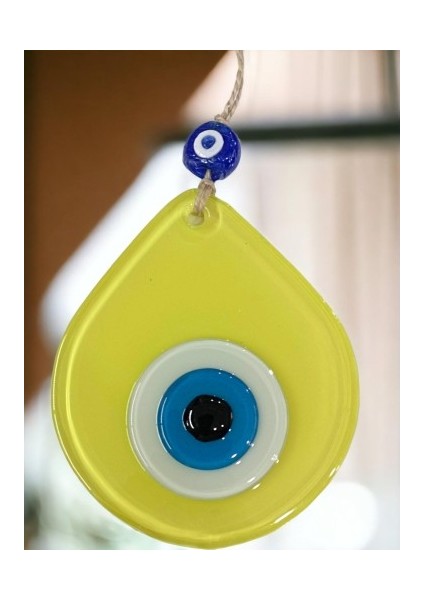 Orta Boy Sarı Damla Desen Nazar Boncuklu Duvar Dekoru Cam Duvar Süsü fiyatları