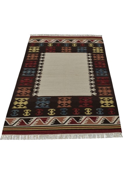 El Dokuma Okyanus Dalgalı Döşemealtı Yün Kilim 0443 - Yeni - Çok Renkli fiyatları