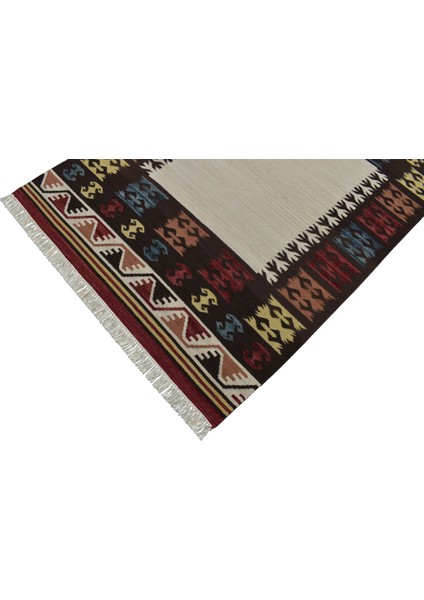 El Dokuma Okyanus Dalgalı Döşemealtı Yün Kilim 0443 - Yeni - Çok Renkli indirimleri
