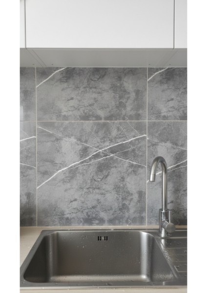 Büro Ev Ofis Dekoru Için 30X30CM Mermer Desenli Antrasit Duvar Sticker