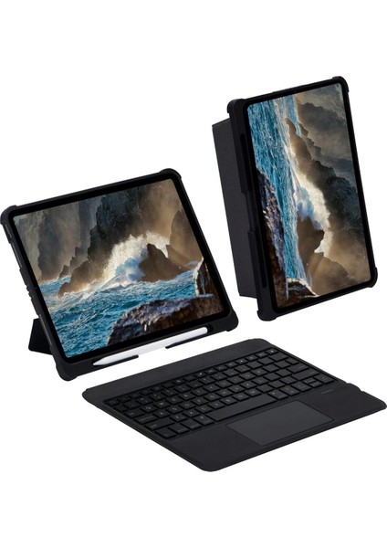 OMR02 T5209D iPad Pro 12.9 (2021) Kılıf Inter Ledli Klavyeli Tablet Kılıfı - Siyah modelleri
