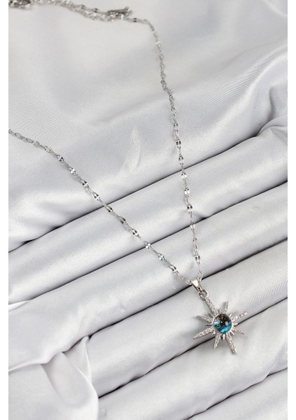 316L Çelik Zirkon Taşlı Kutup Yıldızı Model Gümüş Renk Kadın Kolye fiyatları