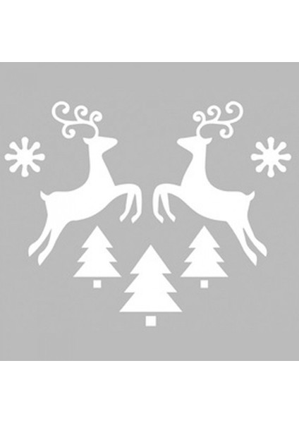 Geyik Yılbaşı Desen Stencil Tasarımı 30 x 30 cm