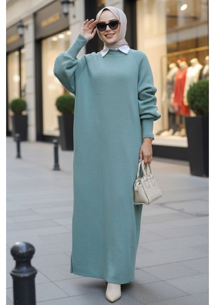 Mint Tesettür Triko Elbise 100013MINT fırsatları