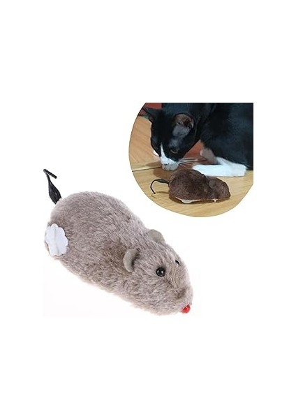 Kurmalı Kedi Eğitim Oyuncağı Tüylü Peluş Fare Yakalama Interaktif Sevimli Eğlenceli Oyuncak