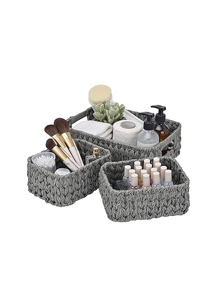 Granny Says Sepetler Depolama Düzenlemek Için Hasır, Raflar Için 3'lü Saklama Sepetleri, Banyo, Çam