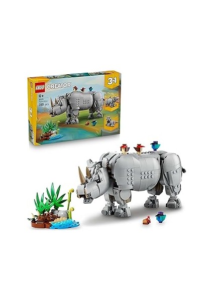 Creator 3'ü 1 Arada Muhteşem Gergedan ile Kuşlar 31171 – 9 Yaş ve Üzeri Çocuklar Için Gergedan