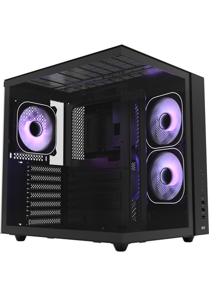 HC510 650W 80+ Bronze Argb Akvaryum Atx Mid Tower Siyah Gaming Kasa