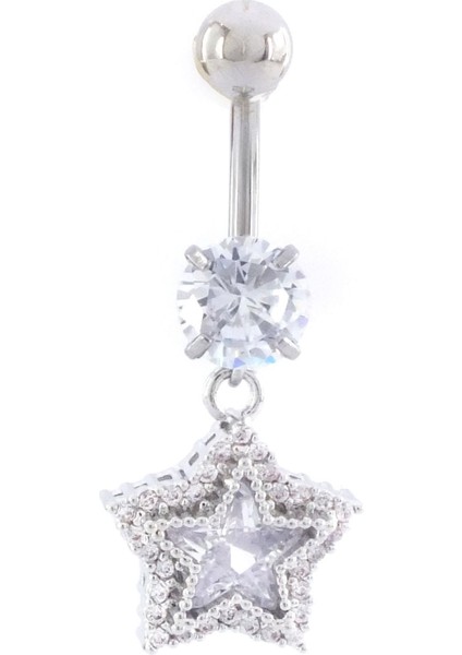316L Çelik Yıldız Model Zirkon Taşlı Piercing PRC-224