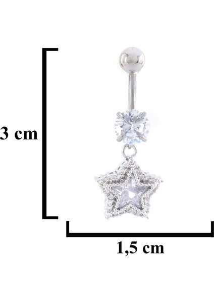 316L Çelik Yıldız Model Zirkon Taşlı Piercing PRC-224 fırsatları