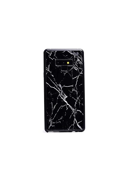 Zore Note 9 ile Uyumlu Mermerli Devrim Siyah Cep Telefonu Kılıfı