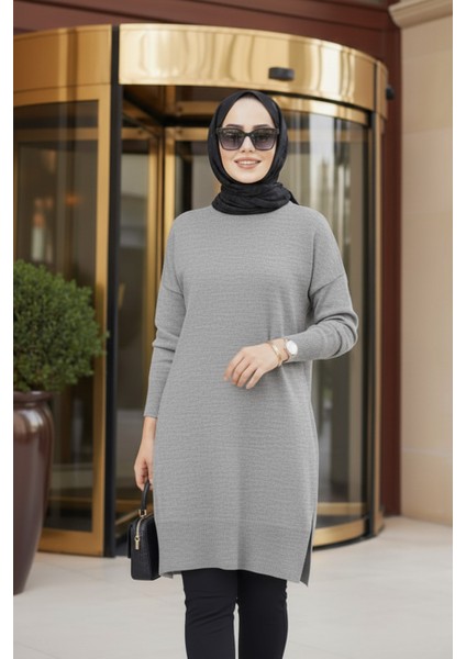 Gri Tesettür Triko Kazak Tunik 17203GR fiyatları
