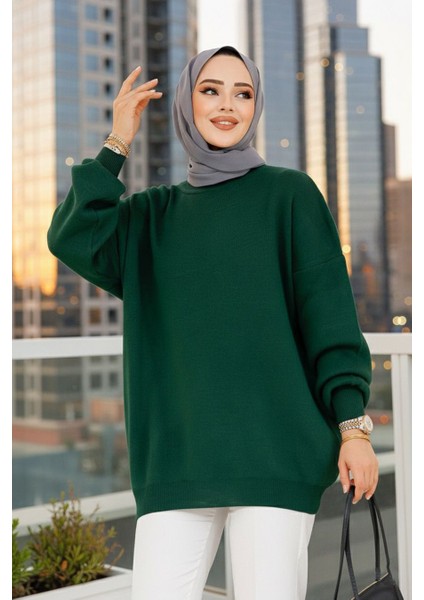Zümrüt Yeşili Tesettür Kazak Tunik 17201ZY indirimleri