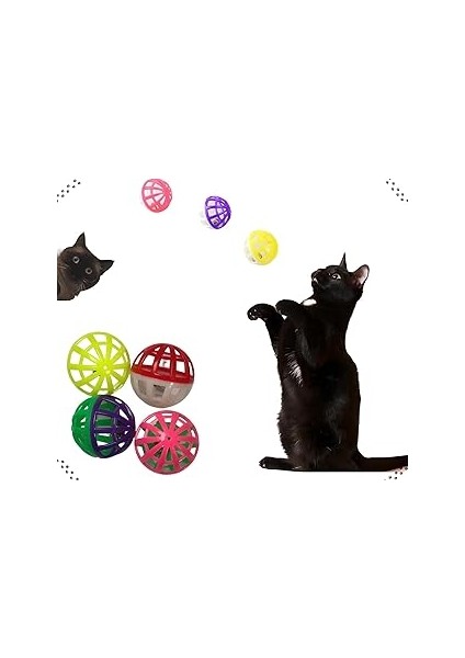 Çıngıraklı Kedi Topu, Evcil Hayvan Çıngırak Zilli Ses Çıkaran Kedi Köpek Eğlence Oyuncağı 2 Adet