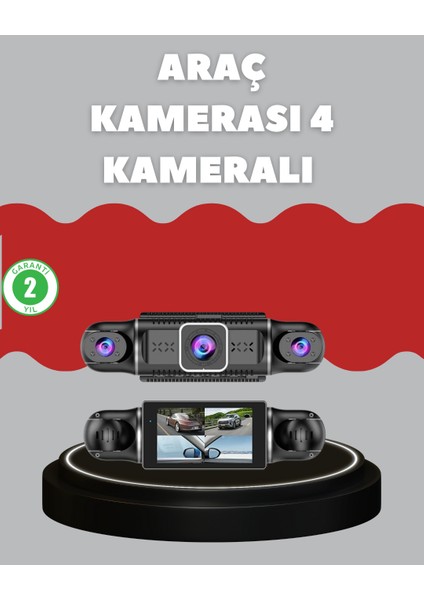 4 Kameralı Araç Kayıt Cihazı Full Hd Park Izleme Gece Görüş