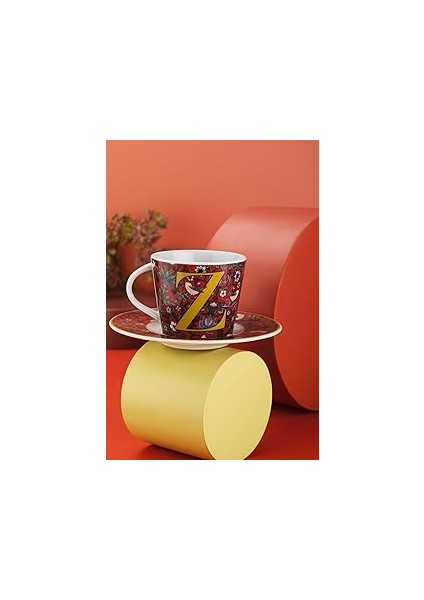 Kütahya Porselen Toledo 2 Parça Tek Kişilik Çay Takımı, Z, Kırmızı