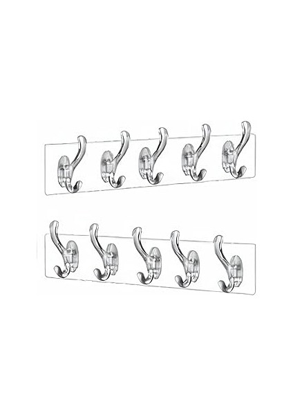 Jouis Şeffaf Duvar Askısı 5'li Iz Bırakmayan Güçlü Yapışkanlı Askı Kapı Arkası Banyo Mutfak Düzenle