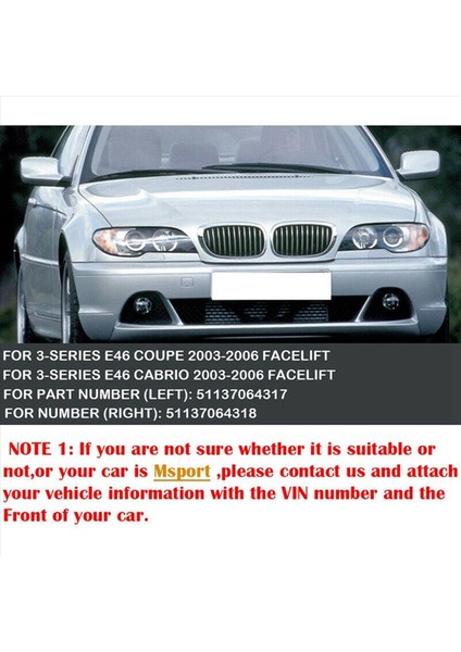 -Bmw E46 3 Serisi Coupe Cabriolet 2-Door Lcı 2003-2006 Front Hood Center Böbrek Izgara Grill (Chrome Tek Çizgi) (Yurt Dışından) modelleri