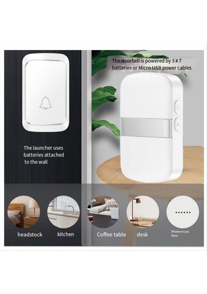 Kablosuz Ev Hoş Geldiniz Akıllı Kapı Zili Pil Tipi Kapı Zili 60 Şarkılar Çağrı Hatırlatıcı LED Flaş Ev Alarmı (Yurt Dışından) fiyatları
