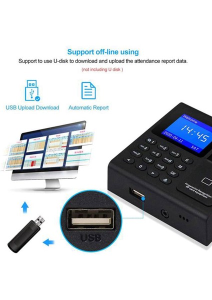 Parmak Izi Katılım Makinesi Rfıd Tuş Takımı Erişim Kontrolü Elektrik Zaman Saat Kayıt Cihazı USB Veri Anahtarlarla Yönetin (Yurt Dışından) fiyatları