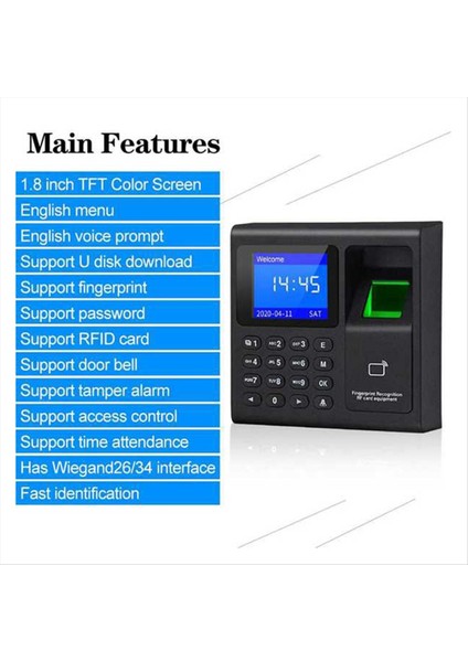 Parmak Izi Katılım Makinesi Rfıd Tuş Takımı Erişim Kontrolü Elektrik Zaman Saat Kayıt Cihazı USB Veri Anahtarlarla Yönetin (Yurt Dışından) indirimleri