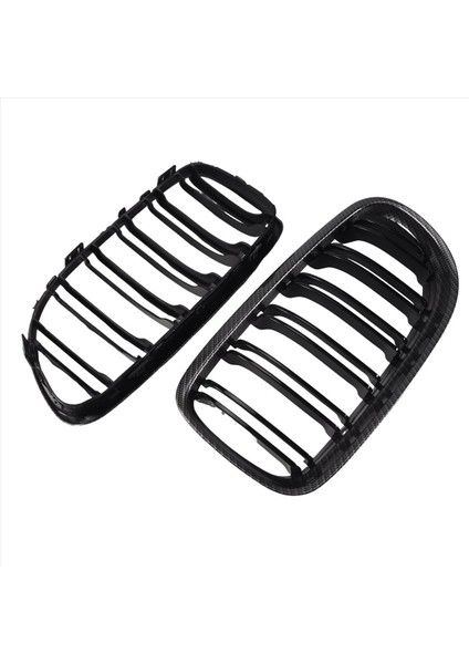 Araba Karbon Fiber Parlak Siyah Çift Çift Çift Ön Böbrek Izgara For-Bmw E90 E91 Lcı 3 Serisi 2009-2011 (Yurt Dışından) fırsatları