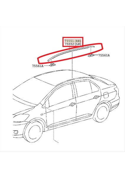 7555152160 7555252140 Toyota Için Yaris Sedan 07-11 Yan Kapı Çatı Damlama Kalıp Trim Finish Strip Lh &amp Rh Su Geçirmez Şerit (Yurt Dışından) indirimleri