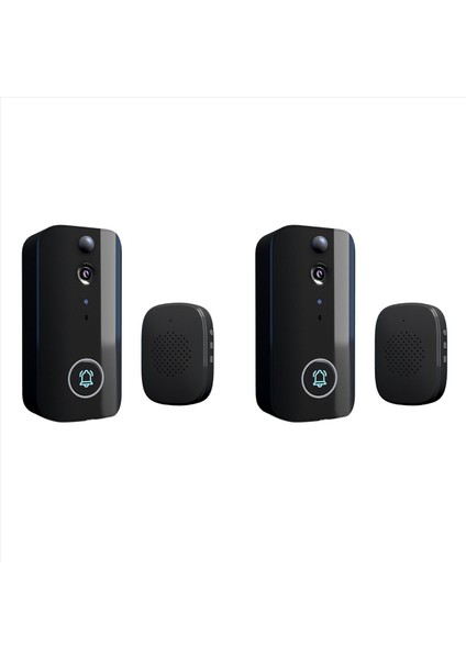 2x Kapı Zili Kamera 1080P Tel Daha Az Kapı Zili Kamera Wifi Ağ Bağlantısı Ses Dönüşümü 2 Yönlü Konuşma (Yurt Dışından)