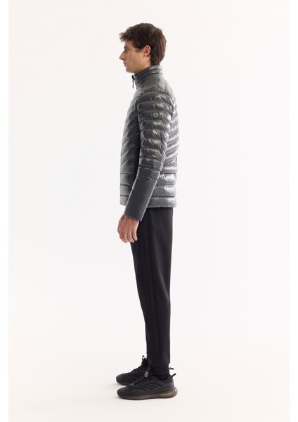Erkek Antrasit Kaz Tüyü Su İtici Rüzgar Geçirmez Kumaş Dik Yaka Şişme Comfort Fit Mont B006015