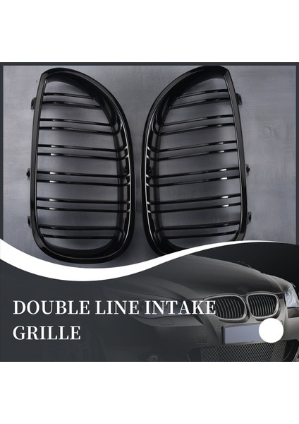 1 Çift Parlak Siyah Ön Böbrek Izgarası Çift Çıta Çift Çizgi Izgara Bmw E60 E61 5 Serisi 2003-2010 Araba Aksesuarları Coupe (Yurt Dışından) fırsatları