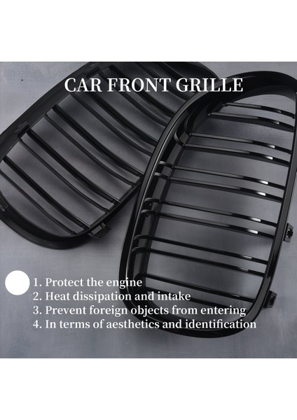 1 Çift Parlak Siyah Ön Böbrek Izgarası Çift Çıta Çift Çizgi Izgara Bmw E60 E61 5 Serisi 2003-2010 Araba Aksesuarları Coupe (Yurt Dışından) indirimleri